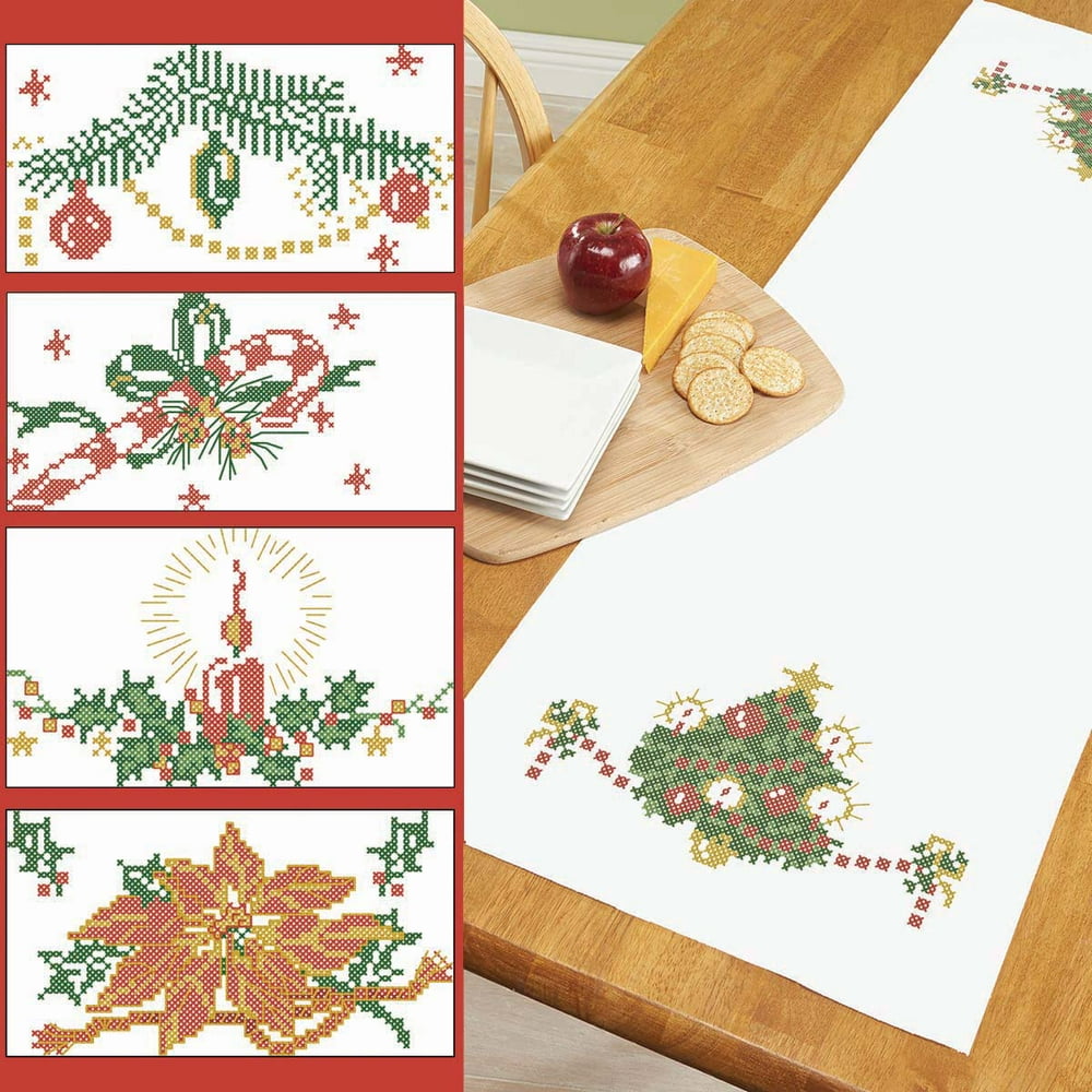 Herrschners® Christmas Traditions Table Runner Stamped CrossStitch