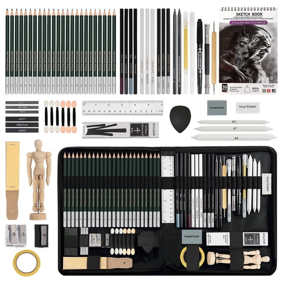 70 Pack Drawing Set Sketching Kit,  Sketch Pencils Art Supplies for Adults Artists Kids with Sketchbook,Graphite,Charcoal Pencils,Blending Tools