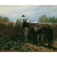 thumbnail image 2 of August von Pettenkofen 14x12 Black Ornate Wood Framed Double Matted Museum Art Print Titled: The Kiss I (1864), 2 of 5