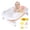 Pink+Net, variant on PUEDO Foldable Baby Bathtub, Portable Travel Newborn Infant Toddler Bath Tub with Thermometer & Toys, Blue