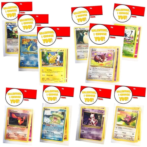 Tarjetas de San Valentín de Pokémon ColorBoxCrate, paquete de 10