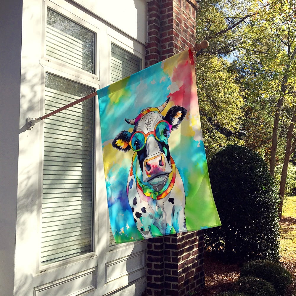 Hippie Animal Cow House Flag 28 in x 40 in