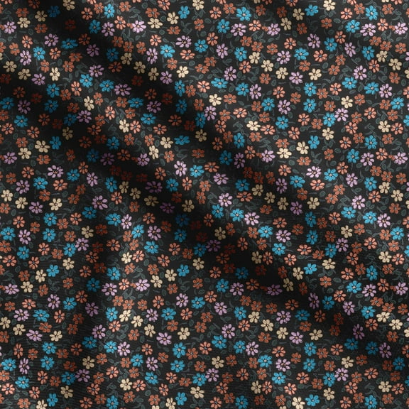 Soimoi Floral Print, Silk Fabric, Decor Sewing Fabric by The Yard 42 Inch Wide,Decorative Fabric for Shirts Suits Ties, Black