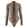 thumbnail image 2 of Pink Season Women Surfing Swimsuit Leopard Print Skinny One Piece Breathable Soft Swimming Long Sleeves Stand Collar Women Swimming Playsuit Women Clothes, 2 of 7