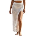 thumbnail image 3 of Hesxuno Women's Crochet Cover Up Skirt High Slit Beach Long Skirt Bathing Suit Swim Coverups Breathable Bikini Wrap Skirt White S, 3 of 7