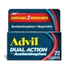 Advil Dual Action Pain Relievers Coated Caplets, 125Mg Ibuprofen and 250Mg Acetaminophen, 72 Count