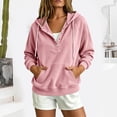 thumbnail image 2 of Turilly Women's Corduroy Henley Hoodie Half-Button Drawstring Pullover Sweatshirt with Kangaroo Pocket for Fall and Winter, 2 of 6