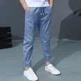 thumbnail image 4 of Trikvn 2-Pack Boys Lightweight Cotton Linen Jogger Pants Elastic Drawstring Waist Casual Trousers with Pockets Comfortable Breathable Bottoms for Vacation Beach, 4 of 7