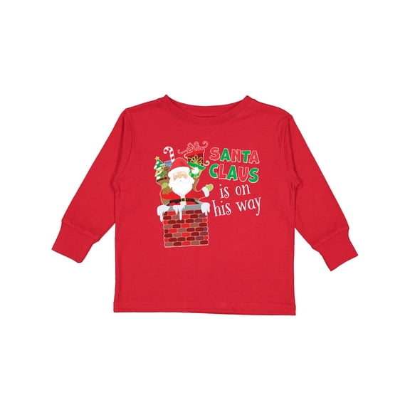 Inktastic Santa Claus is on His Way Christmas Boys or Girls Long Sleeve Toddler T-Shirt