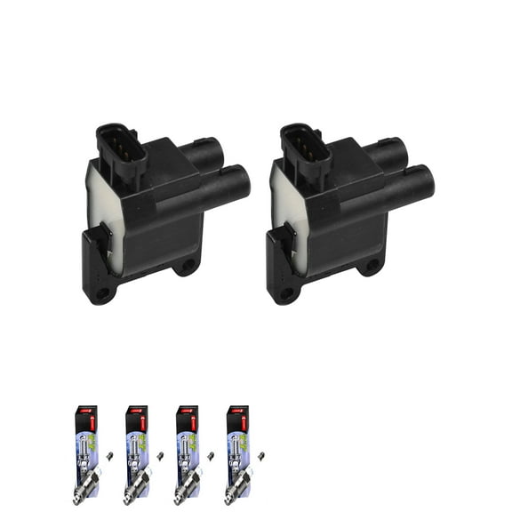 Set of 2 ISA Ignition Coils and 4 Denso Spark Plugs compatible with 1998-2000 Toyota RAV4 2.0L L4 1998cc 122ci Replacement for UF180
