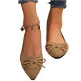 thumbnail image 3 of Willtoo Women's Pointed Toe Flats Shoes for Ladies Girls Cute Bowknot Knit Breathable Comfortable Slip On Casual Dressy Ballet Flats for Walking Work Business Khaki, 3 of 5