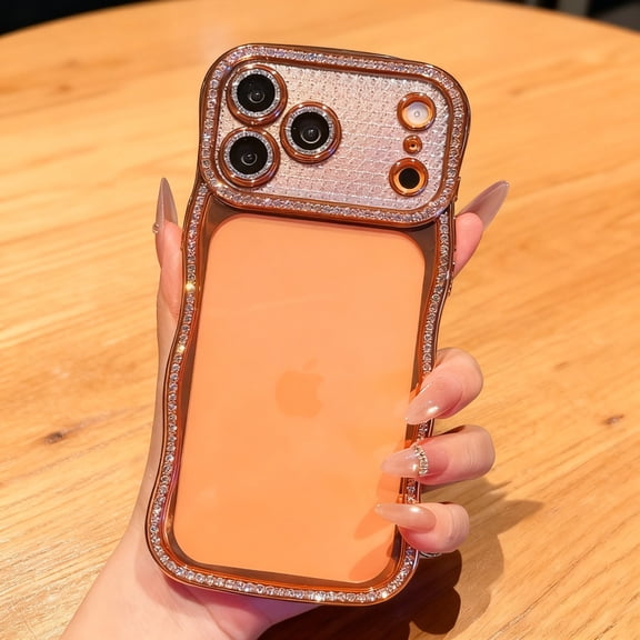 for iPhone 17 Pro Max Clear Case with Camera Lens Protector, Shockproof Anti-Yellowing Diamond Edge Phone Cover, Full Camera Protection Anti-Scratch Protective Case for iPhone 17 Pro Max, Orange