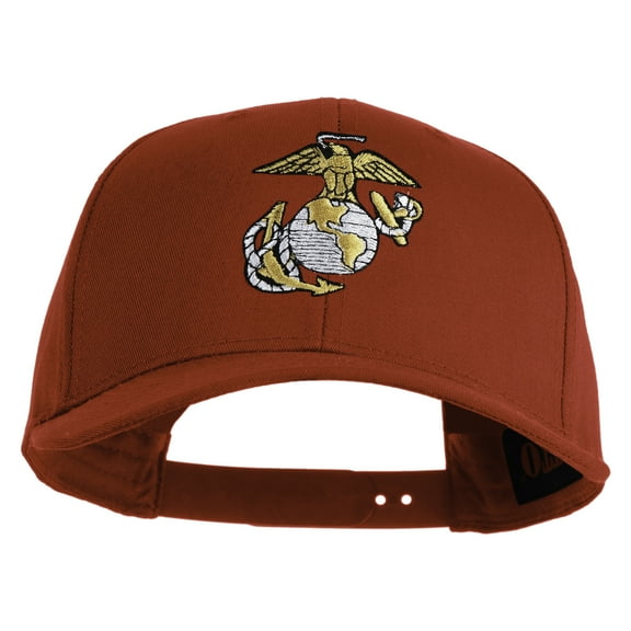 US Marine Corps Emblem Embroidered Solid Cotton Twill Pro Style Cap - Red OSFM