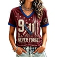 thumbnail image 2 of Women's 9.11 Never Forget Printed V-Neck T Shirts Patriotic American Flag 2001-2026 25Th Anniversary Honor Tops, M, 2 of 4
