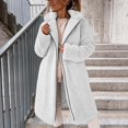 thumbnail image 3 of ITSAME Womens Fuzzy Fleece Long Coat Sherpa Lapel Collar Zip Up Winter Warm Comfy Outerwear White Size M, 3 of 7