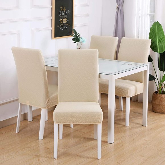 Housse de Chaise pour Salle à Manger Ensemble de 4 Housses de Chaise Extensibles en Élasthanne pour Cuisine Lavable pour Banquet et Cérémonie d'Hôtel, Housses de Chaise pour Salle à Manger Adaptées au Dossier Carré