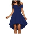 thumbnail image 4 of Plus Size Off Shoulder Short Sleeve Skater Dress for Women - Elegant High Low Fashion Outfit for - Stylish Comfortable Fit - for Parties and Events, 4 of 5