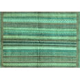 thumbnail image 1 of Ahgly Company Machine Washable Indoor Rectangle Abstract Turquoise Blue Modern Area Rugs, 3' x 5', 1 of 4
