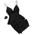 thumbnail image 2 of LIZUOJUN Pajama Sets For Women 2 Piece Ice Silky Cowl Neck Camisole Top Shorts Set Adjustable Straps Soft Breathable Lightweight Loungewear Home Pajamas - M, 2 of 3
