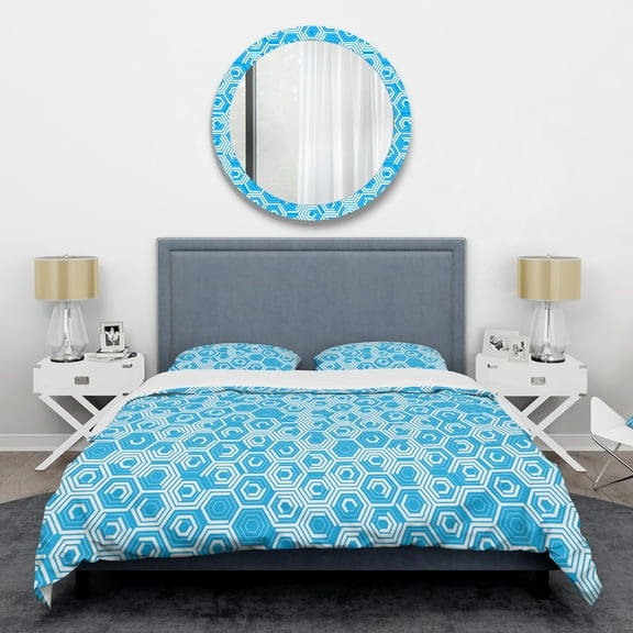 Designart 'Retro Hexagon Pattern VII' Mid-Century Modern Duvet Cover Set