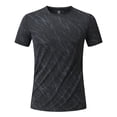 thumbnail image 4 of Ceisia Men's Athletic Textured T-shirt Short Sleeve Round Neck Quick Dry Slim Fit Outdoor Climbing Running Casual Tee Tops Slim Fit Black M Gifts, 4 of 8