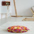 thumbnail image 3 of Abstract Round Floor Cushion with Handle, Repetitive 90's Style Design Triangles Stripes Dots Geometric Illustration Print, Pillow for Living Room & Dorms, 18" Round, Multicolor, by Ambesonne, 3 of 4