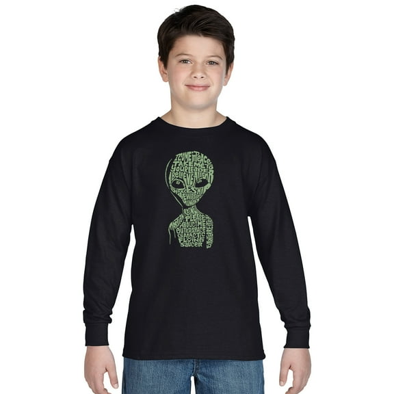 LA Pop Art Boy's Word Art Long Sleeve - Alien