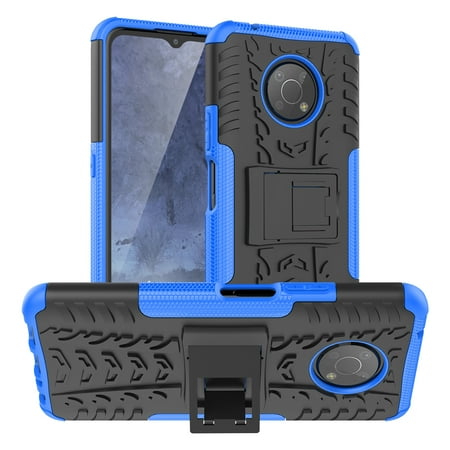 TJS Phone Case for Nokia G300 5G (N1374DL), Tire Texture Heavy Duty Shockproof Hybrid Kickstand Phone Cover (Blue)