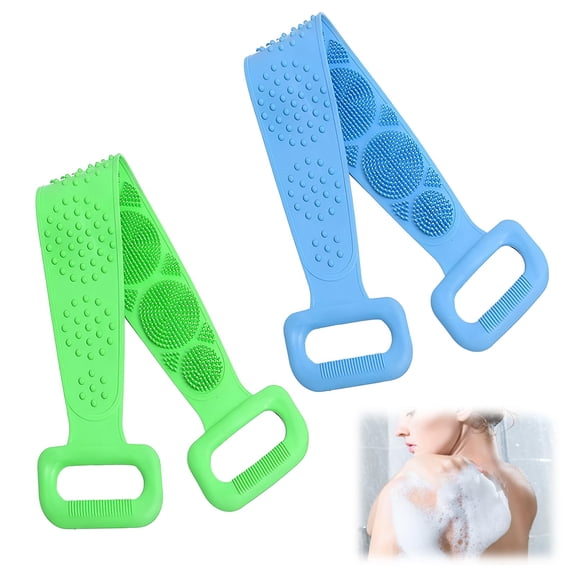 Silicone Body Scrubber for Shower,Silicone Back Body Scrubber with Handle,27.5 Inch Exfoliating Deep Clean Bath Body Brush Scrubber for Men and Women-2 PCS