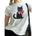 thumbnail image 1 of Pudcoco Hauts Graphiques d'Été pour Femmes Mode Manches Courtes Col Rond Coupe Classique T-Shirts Streetwear, 1 of 4