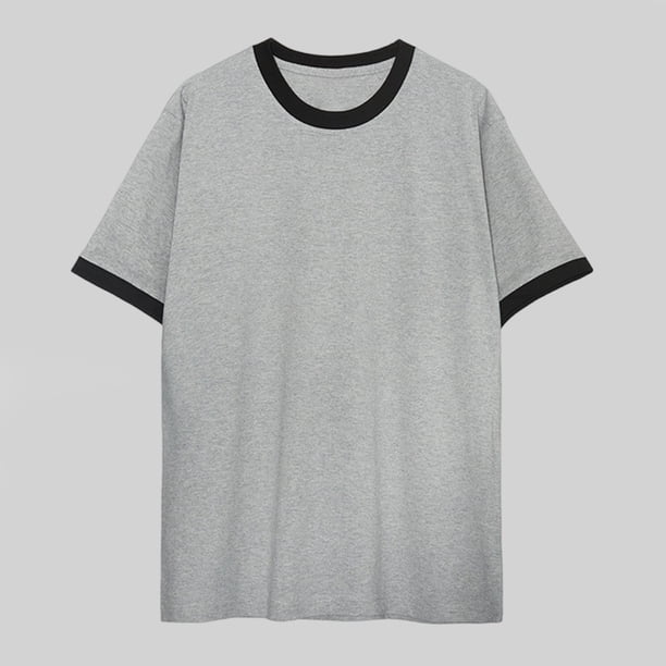 pstuiky camiseta de hombre, Camisa de verano para hombre, holgada, a la moda, informal, con contraste de colores, cuello redondo y mangas cortas. camisas casuales para hombre m