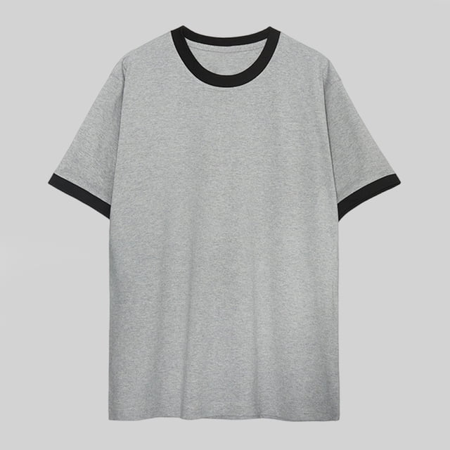 pstuiky camisetas camisas para hombre, Camisa de verano para hombre, holgada, a la moda, informal, con contraste de colores, cuello redondo y mangas cortas. ropa de hombre xl