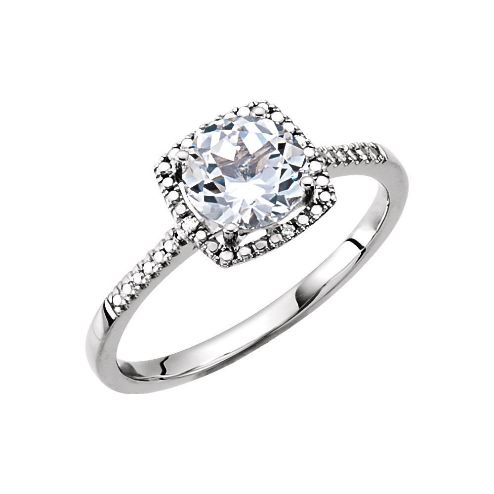 Jewelry Sterling Silver Size 8 Lab Created White Sapphire Round