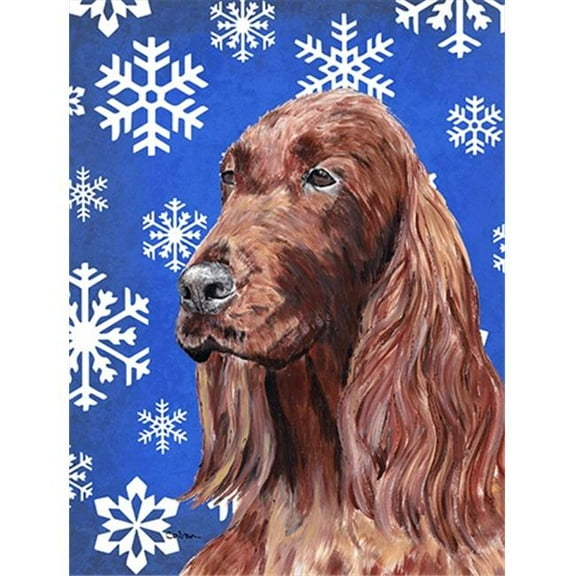 Irish Setter Blue Snowflake Winter Flag Garden Size