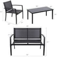 thumbnail image 4 of Devoko 4 Pieces Patio Furniture Outdoor furniture Outdoor Patio Furniture Set Textilene Bistro Set Modern Conversation Set Black Bistro Set with Loveseat Tea Table for Home, Lawn and Balcony (Black), 4 of 9
