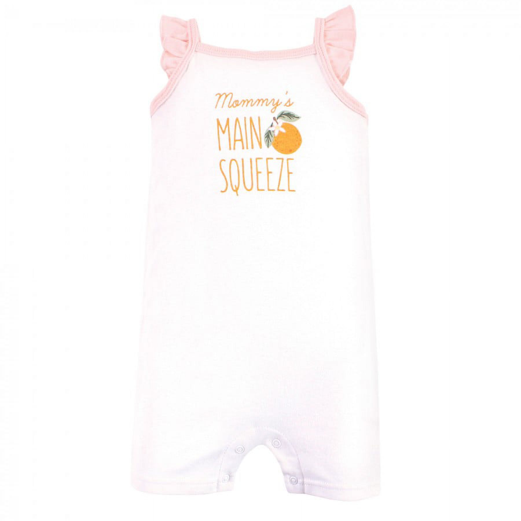 Hudson Baby Infant Girl Cotton Rompers, Citrus Orange, 3-6 Months