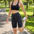 thumbnail image 2 of Women Leopard Print Biker Shorts, High Waist Tummy Control Butt Lift Workout Shorts, 2 of 9