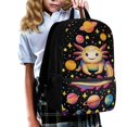 thumbnail image 3 of HUIACONG Space Axolotl School Backpack for Teen Girls Breathable Adjustable Straps Water Resistant for Elementary High School Daily Travel, 3 of 6