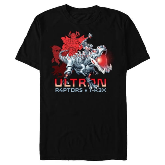 Marvel Mech Strike: Mechasaurs Avengers Ultron R4PTORS T-R3X - Short Sleeve Blended T-Shirt for Adults - Customized-Black