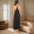 thumbnail image 4 of Womens Cotton Long Nightgowns Spaghetti Strap V Neck Full Slip Sleep Shirts Black S, 4 of 6