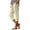 Beige, variant on Women's Solid Elastic Waist Capri Pants with Roll Tab Cuff and Side Buttons Casual Straight Leg Cropped Trousers with Pockets for Spring and Fall Daily Wear