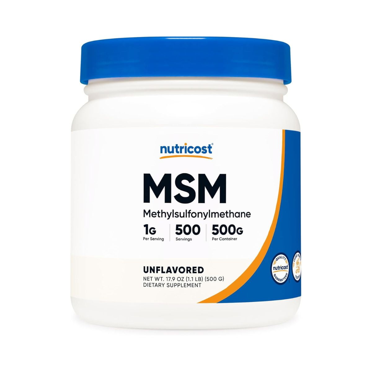 Nutricost MSM en Polvo | 500 g | 500 Porciones de Azufre Orgánico para Articulaciones y Salud Celular