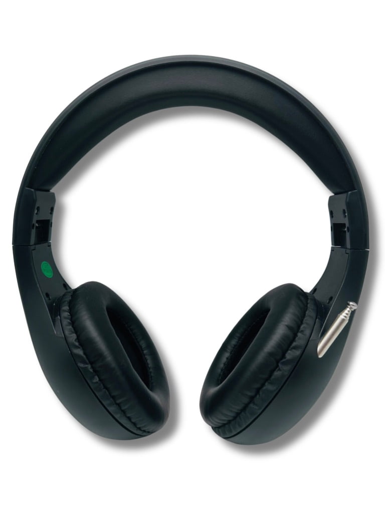 FM Radio Headphones Pull-Out Antenna, Great Reception, Sound Quality, Light Weight, Walking, Ease of Use, Jogging, Relaxing, School, Talk Radio, Require 2AA Batteries (Not Included) Black