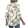 thumbnail image 5 of JGGSPWM Womens Printed Tops Long Sleeve V-neck Blouses Ruffle 3/4 Sleeve Floral Shirts Fashion Casual Beach Vacation Clothes White XL, 5 of 7
