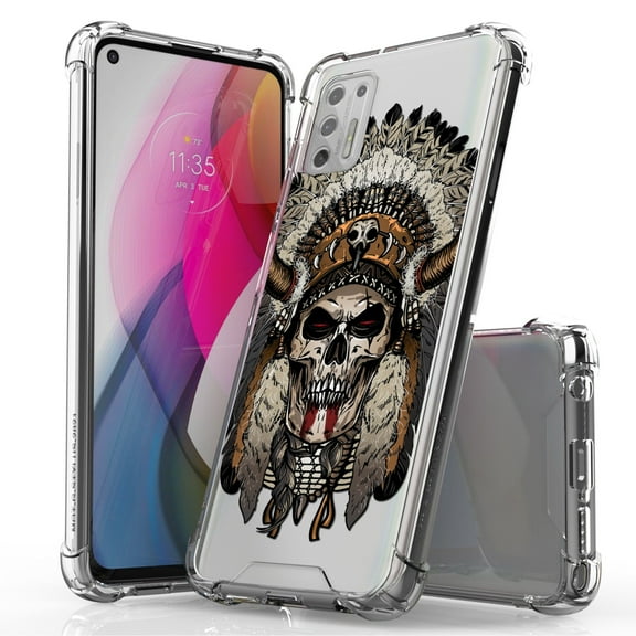 ANJ  Hybrid Slim Hard Back Cover Case Flexible Bumper for Motorola Moto G Stylus 2021 - Skull Chief 3