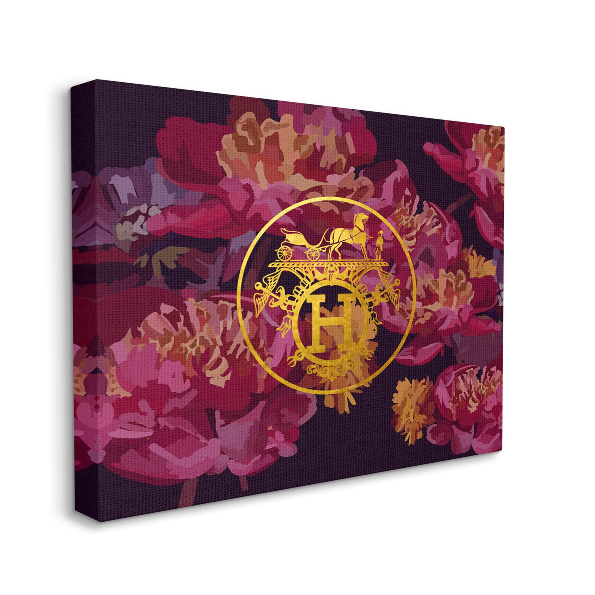 Stupell Industries Glam Emblem Flower Pattern Botanical & Floral Painting Gallery Wrapped Canvas Art Print Wall Art, 40 x 30