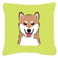 thumbnail image 3 of Carolines Treasures Checkerboard Blue Shiba Inu Canvas Fabric Decorative Pillow 18H x18W multicolor, 3 of 3