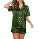 thumbnail image 3 of Conjunto de pijama de seda para mujer: top de satén con botones y pantalones cortos, ropa de estar por casa suave, ideal para las noches de verano y para relajarse de forma informal., 3 of 6