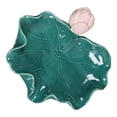 thumbnail image 2 of Jabonera de cerámica con forma de hoja de loto verde, autodrenante, decorativa, para cocina, baño, ducha y encimera, 2 of 8