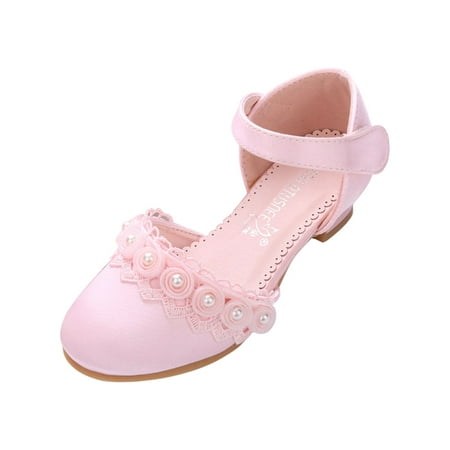 

Quealent Big Kid Girls Sandal Girls Sandals Slide Girls Mary Jane Dress Shoes Pumps Low Heels Flower Party Wedding Princess for Toddler Winter Sandals Pink 3.5